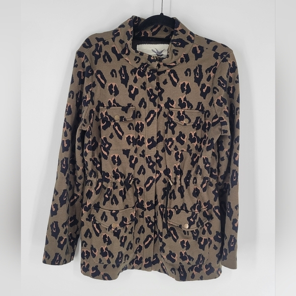 Anthropologie Tabitha Light Weight Jacket Size M leopard print Utility - Picture 2 of 8